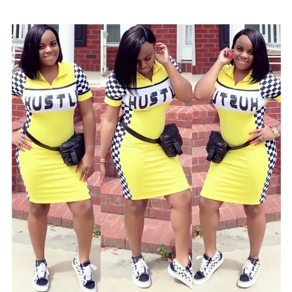 Motorsport Mini Dress (HUSTLE) Yellow #Hustle #Motorsport